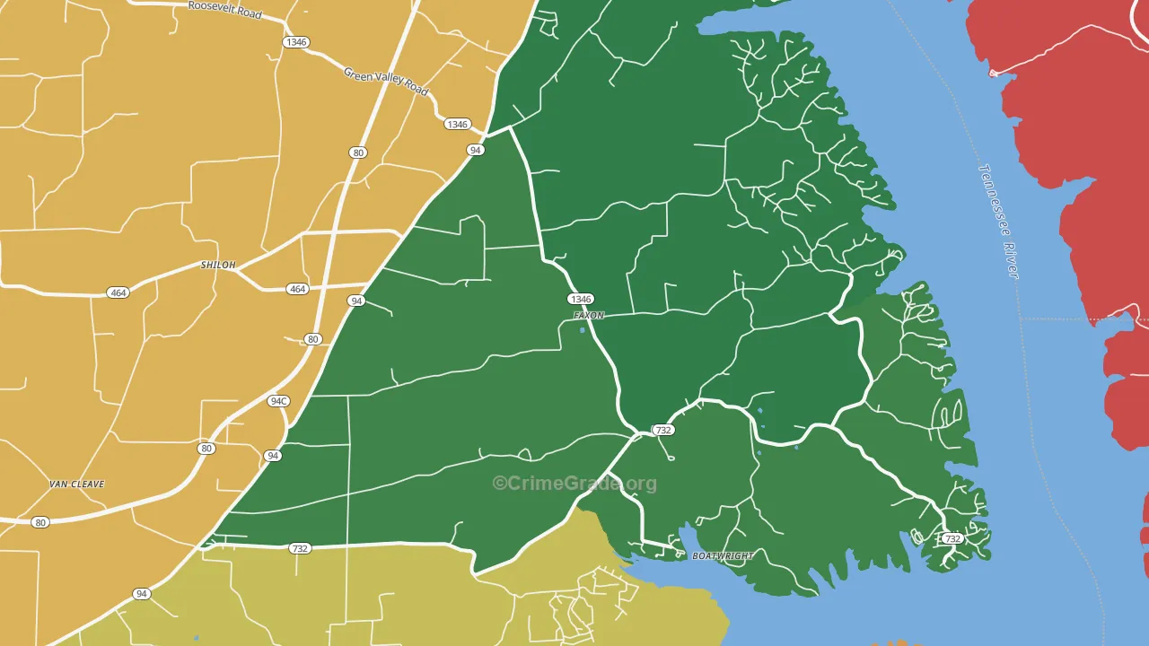 Faxon, KY Map of Assault Rates