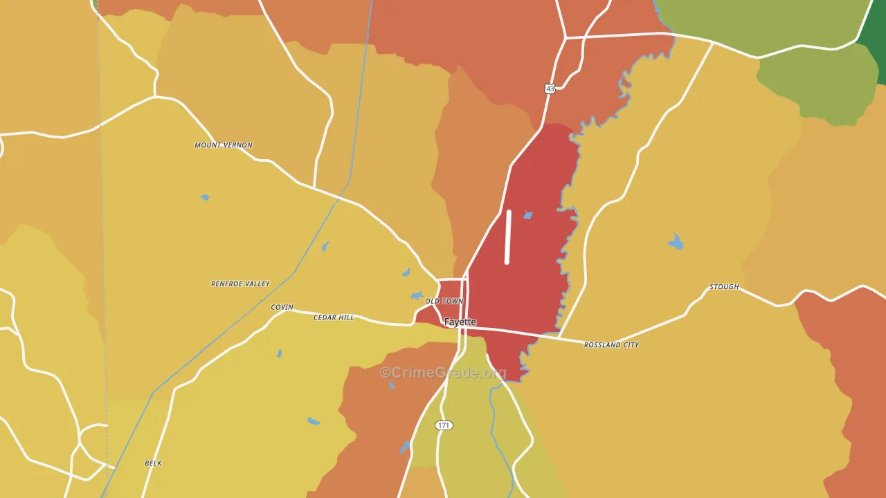 Fayette, AL Map of Assault Rates