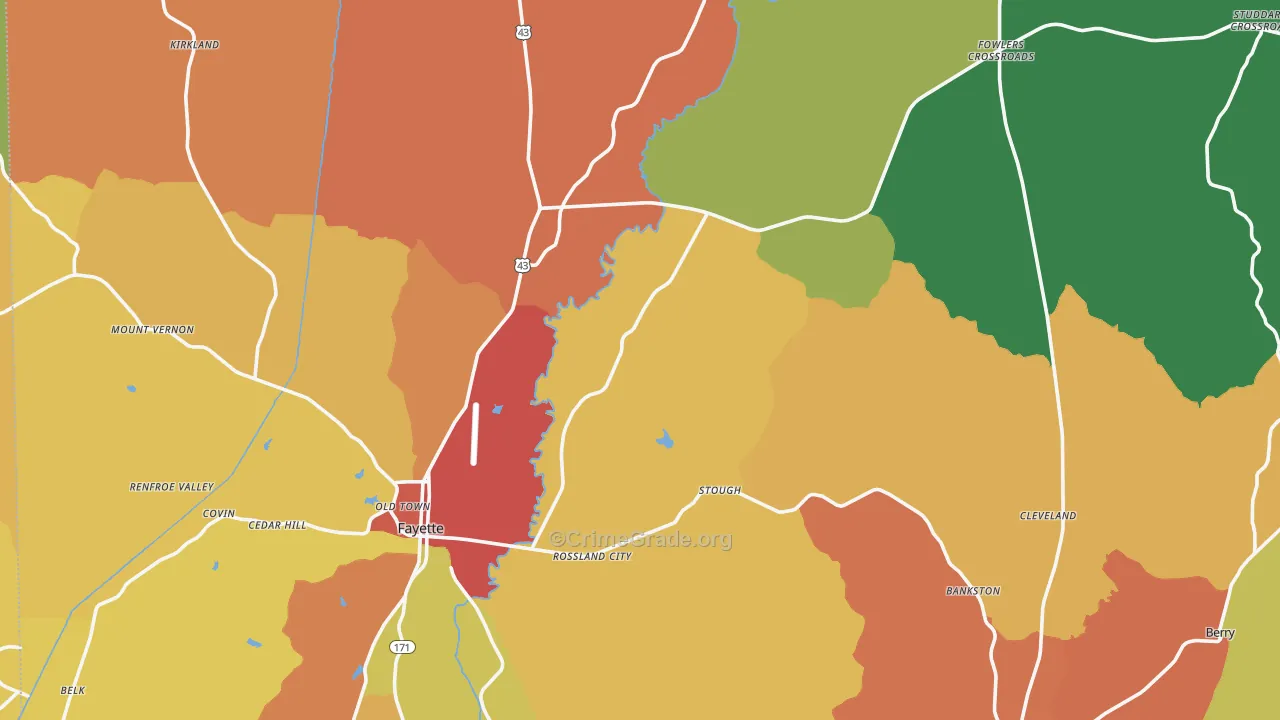 Fayette County, AL Map of Assault Rates