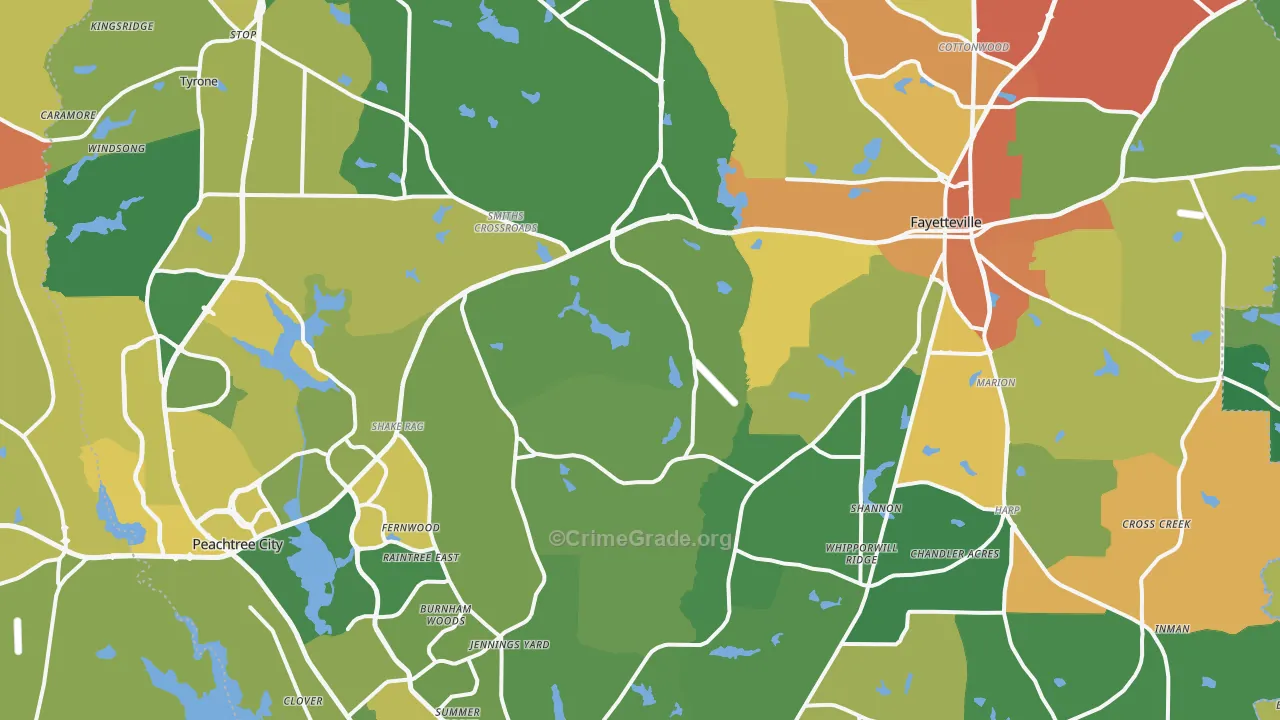 Fayette County, GA Map of Assault Rates
