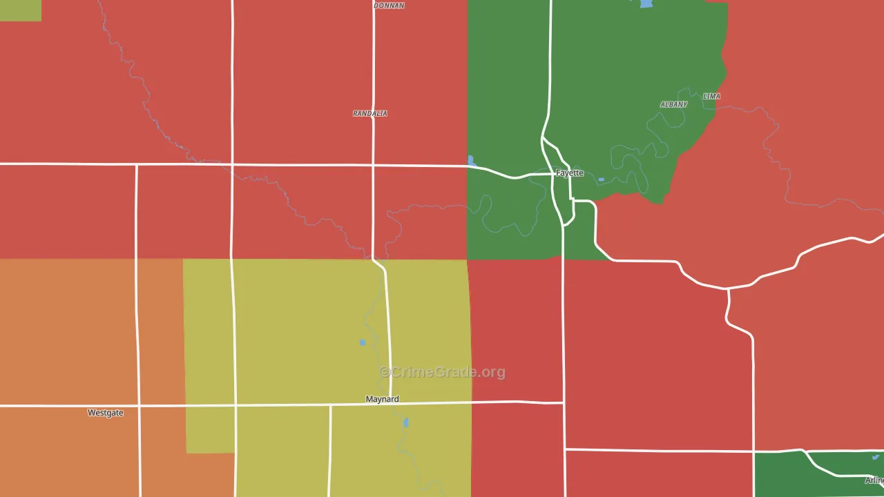 Fayette County, IA Map of Assault Rates
