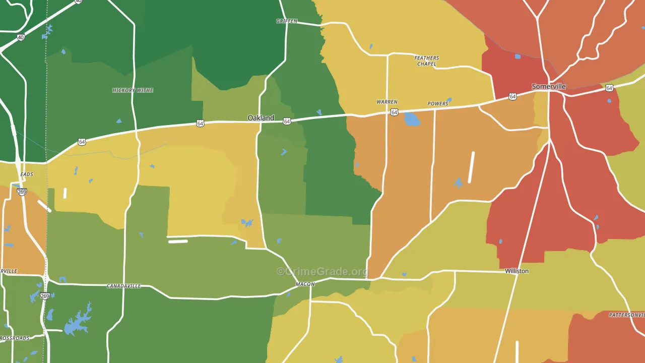 Fayette County, TN Map of Assault Rates