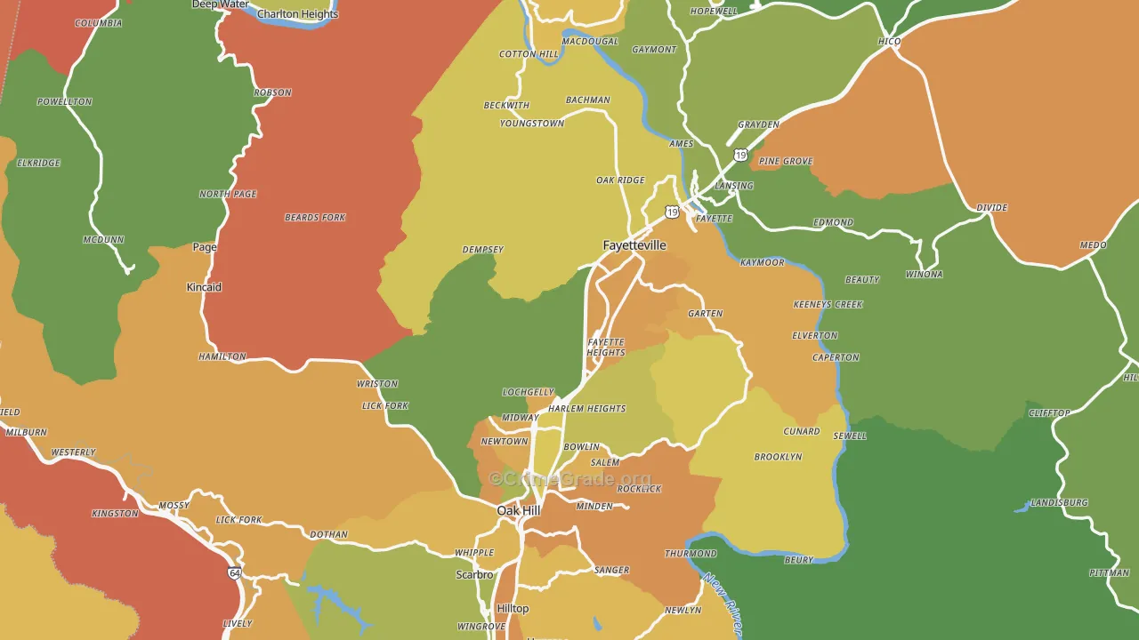 Fayette County, WV Map of Assault Rates