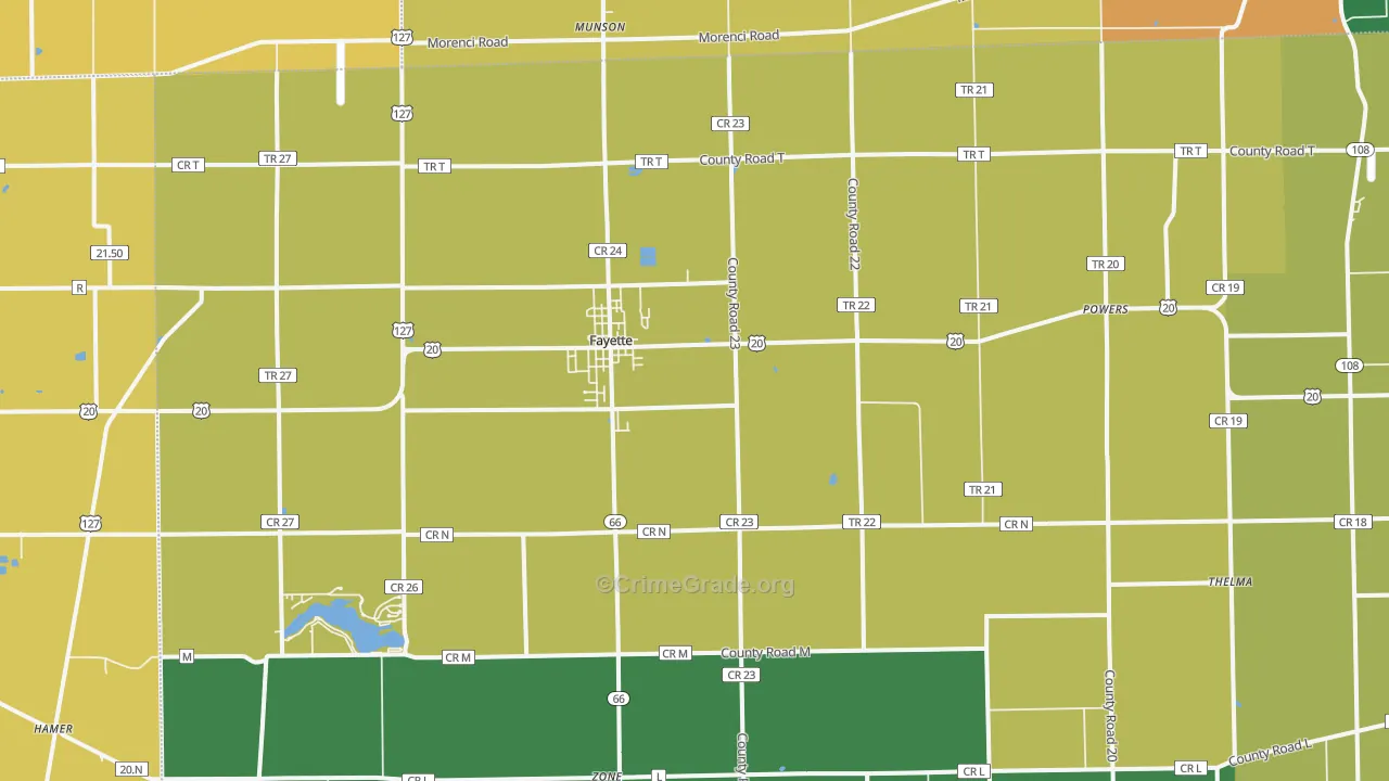 Fayette, OH Map of Assault Rates