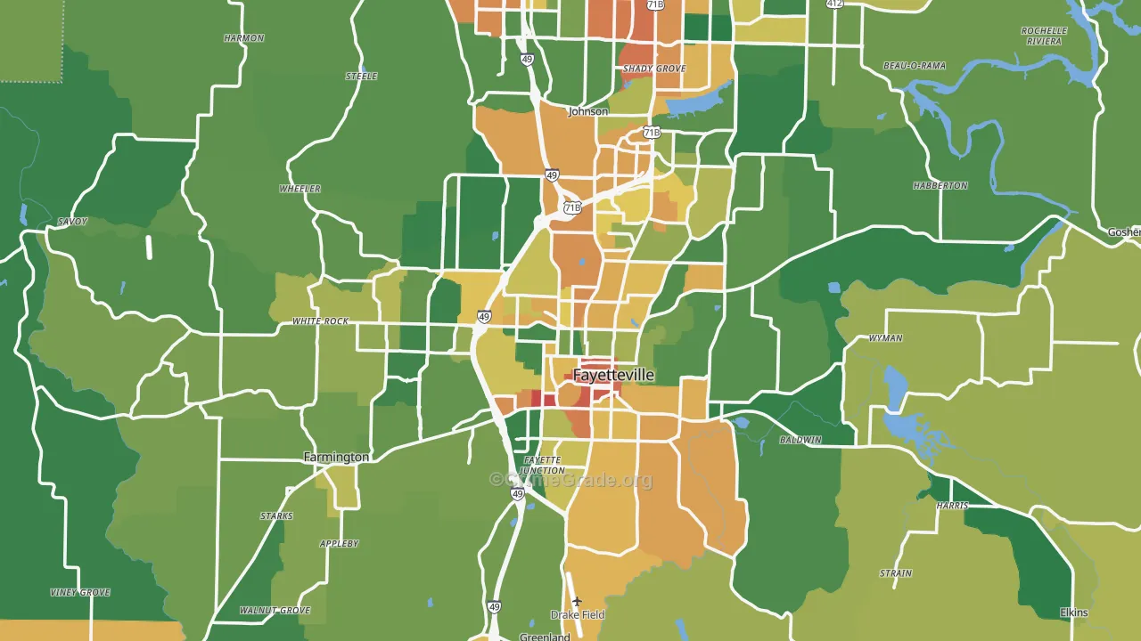 Fayetteville, AR Map of Assault Rates