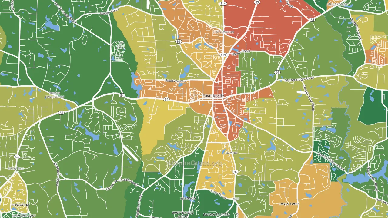 Fayetteville, GA Map of Assault Rates