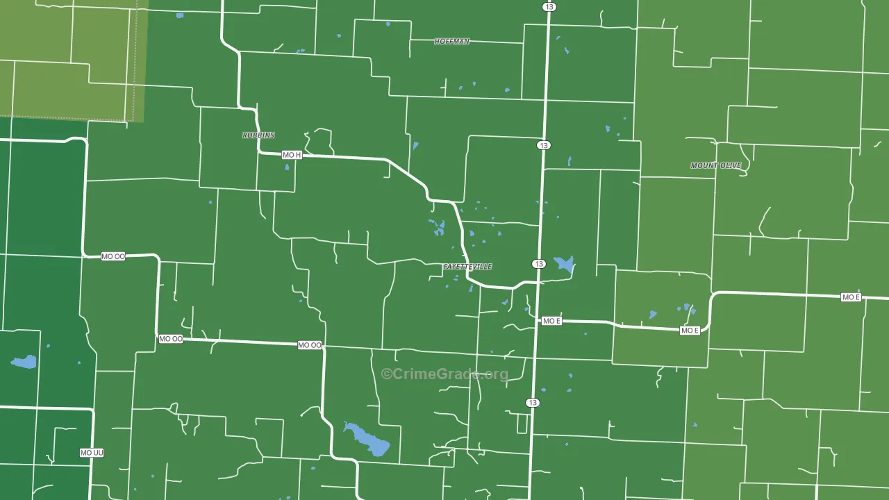 Fayetteville, MO Map of Assault Rates