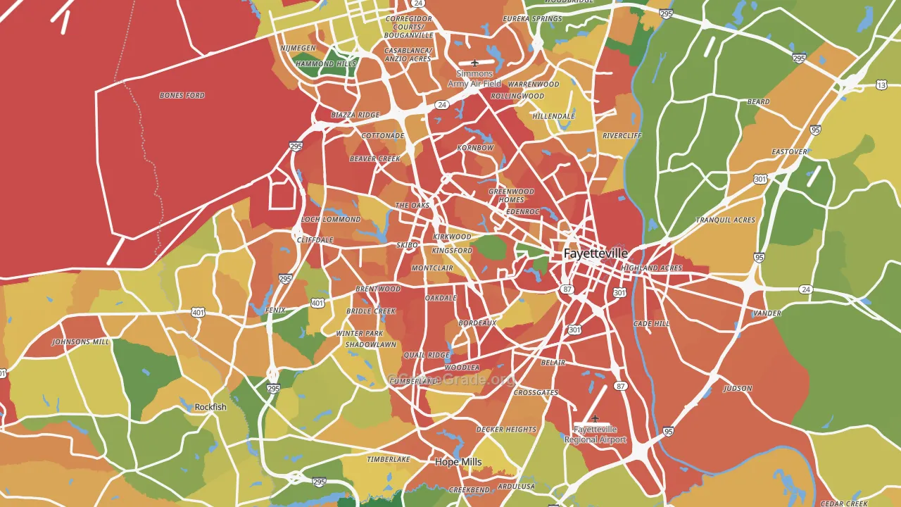 Fayetteville, NC Map of Assault Rates