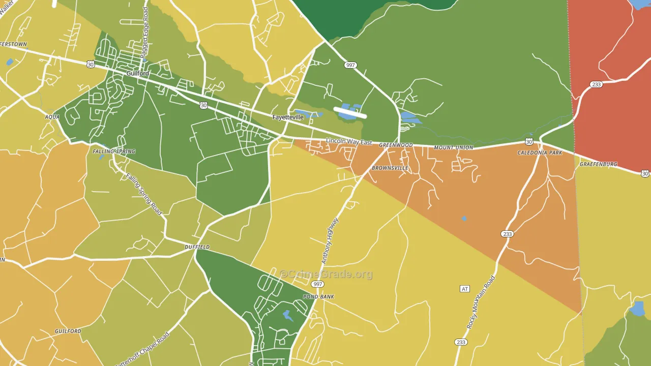 Fayetteville, PA Map of Assault Rates