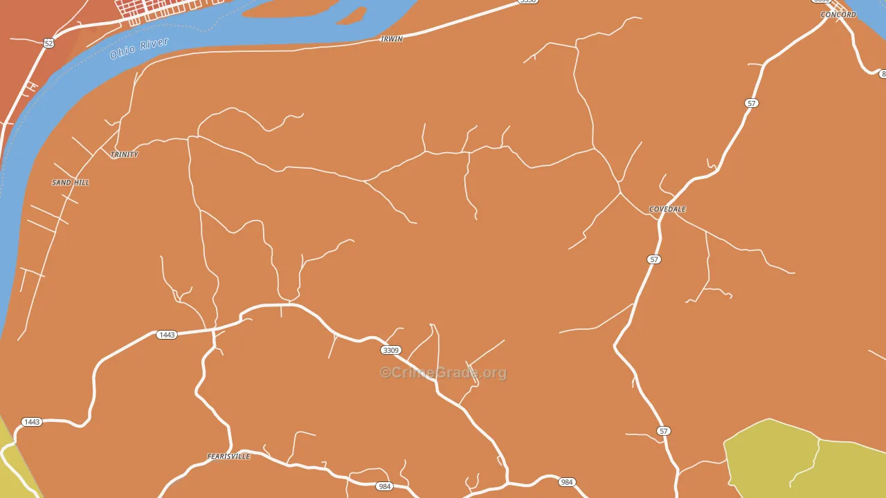 Fearisville, KY Map of Assault Rates