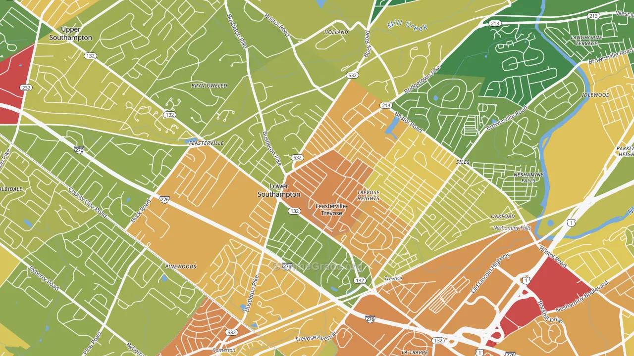 Feasterville, Feasterville-Trevose, PA Map of Assault Rates