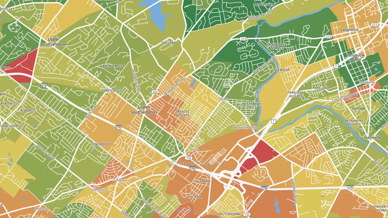 Feasterville-Trevose, PA Map of Assault Rates