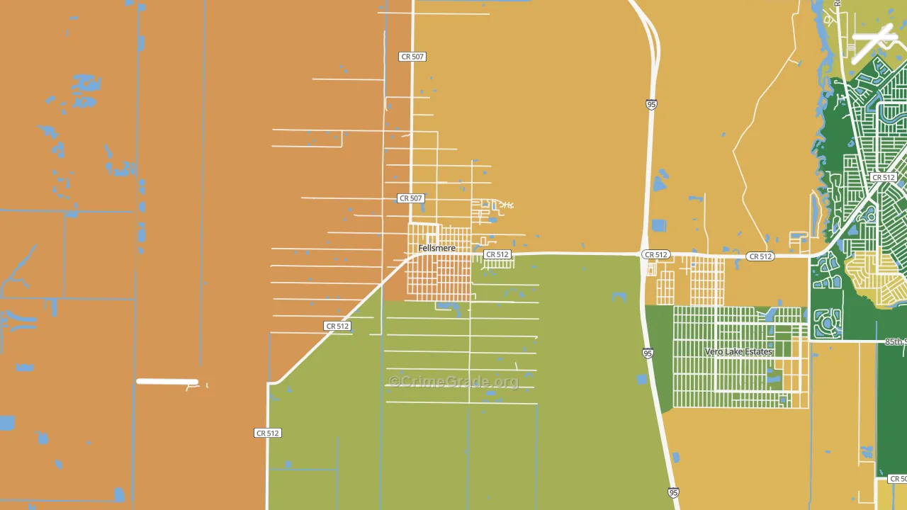 Fellsmere, FL Map of Assault Rates