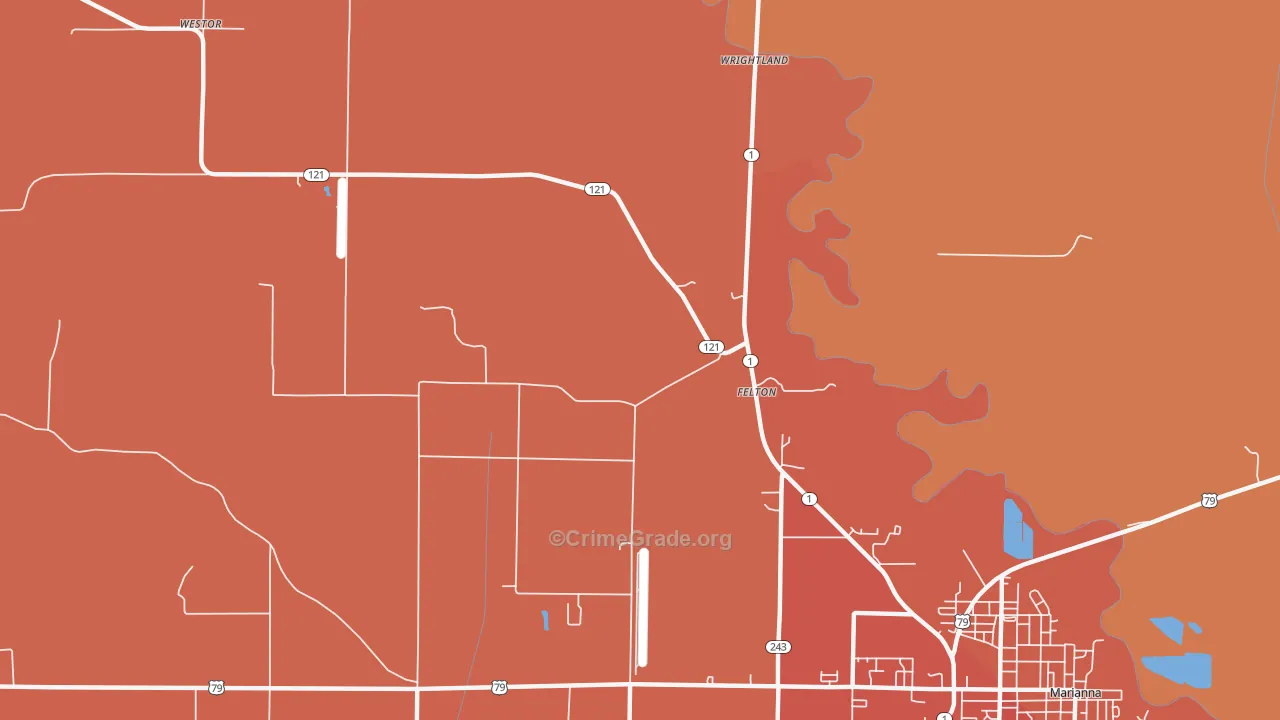 Felton, AR Map of Assault Rates