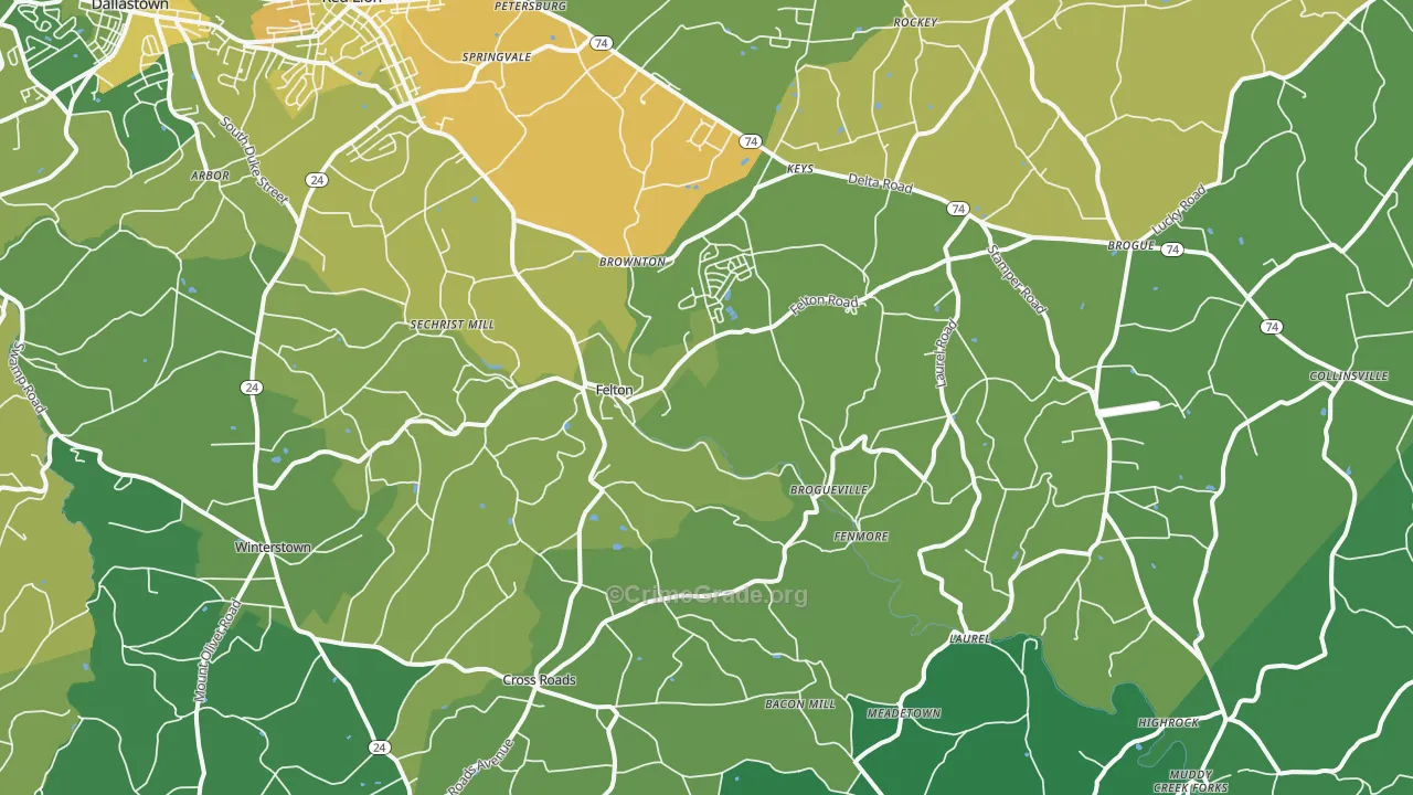 Felton, PA Map of Assault Rates