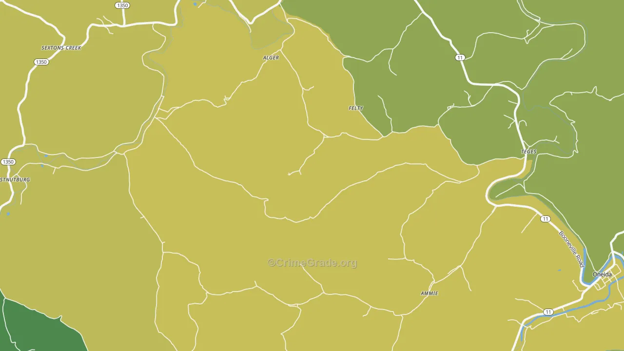 Felty, KY Map of Assault Rates
