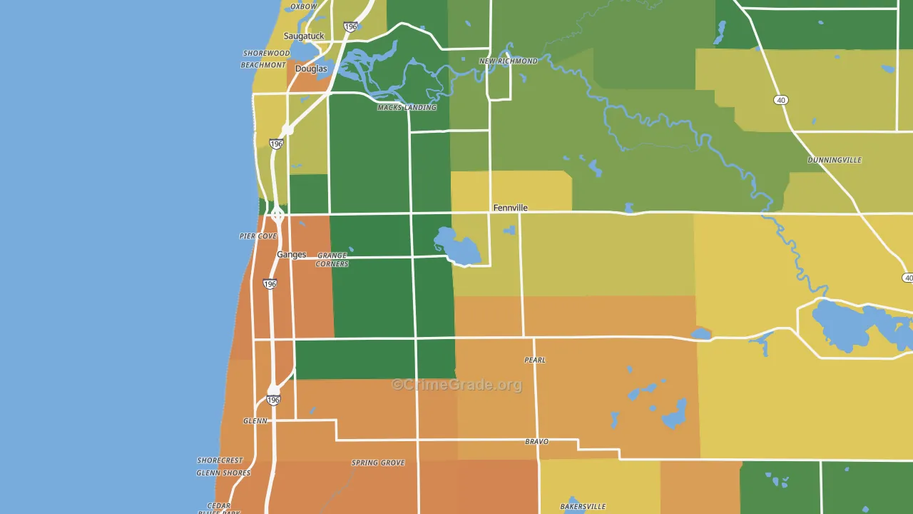 Fennville, MI Map of Assault Rates