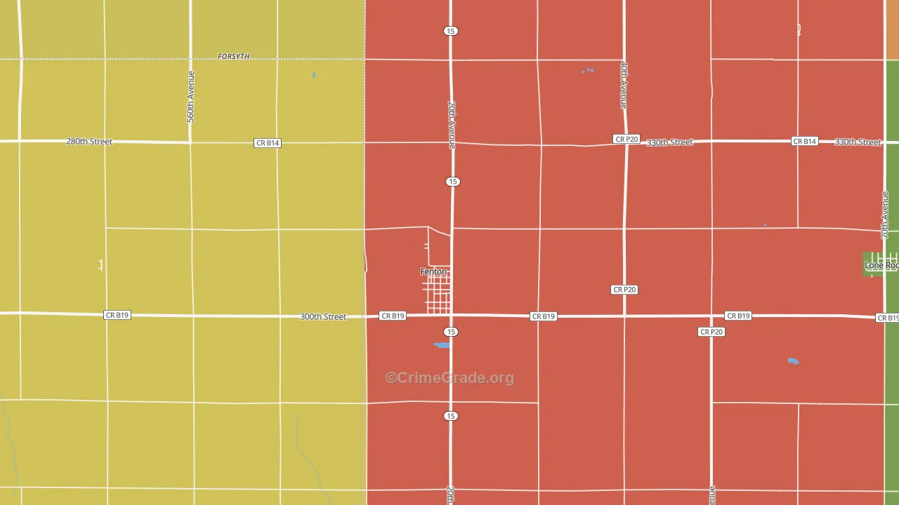 Fenton, IA Map of Assault Rates