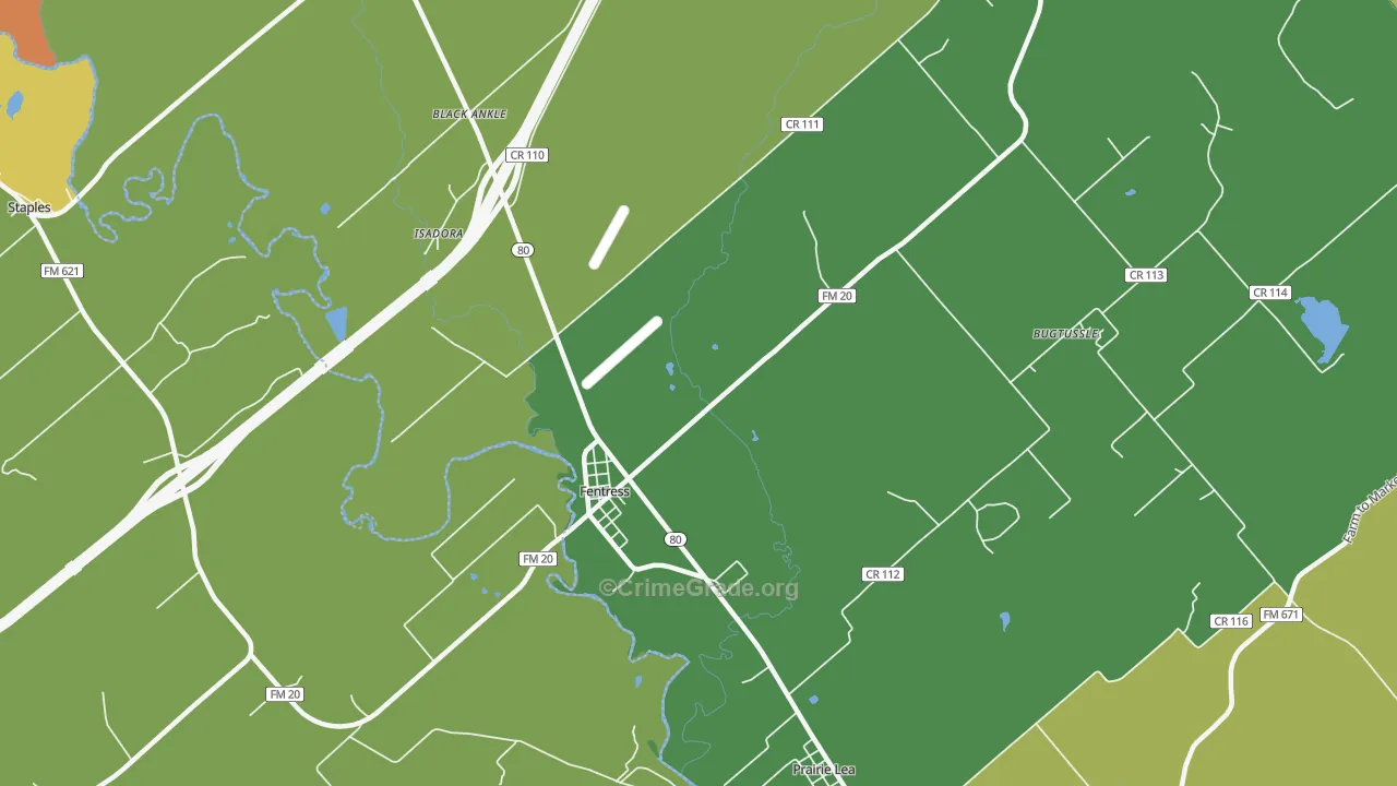 Fentress, TX Map of Assault Rates