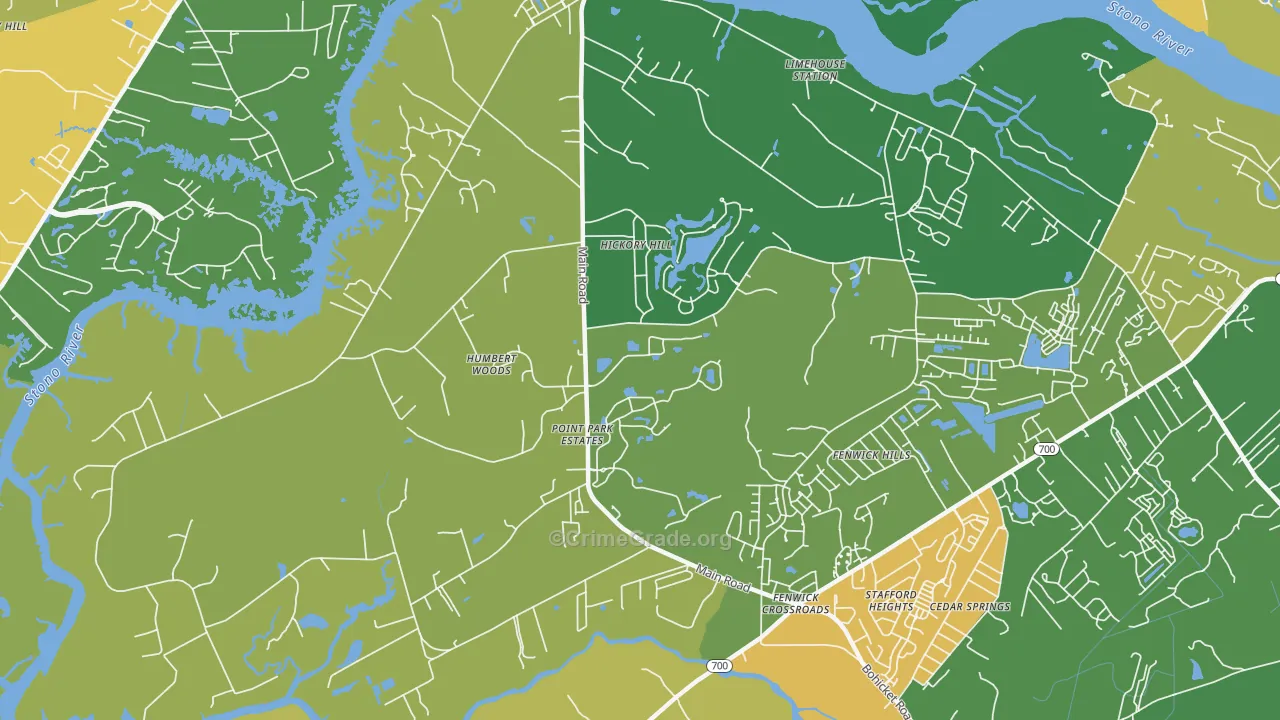Fenwick Hills, SC Map of Assault Rates