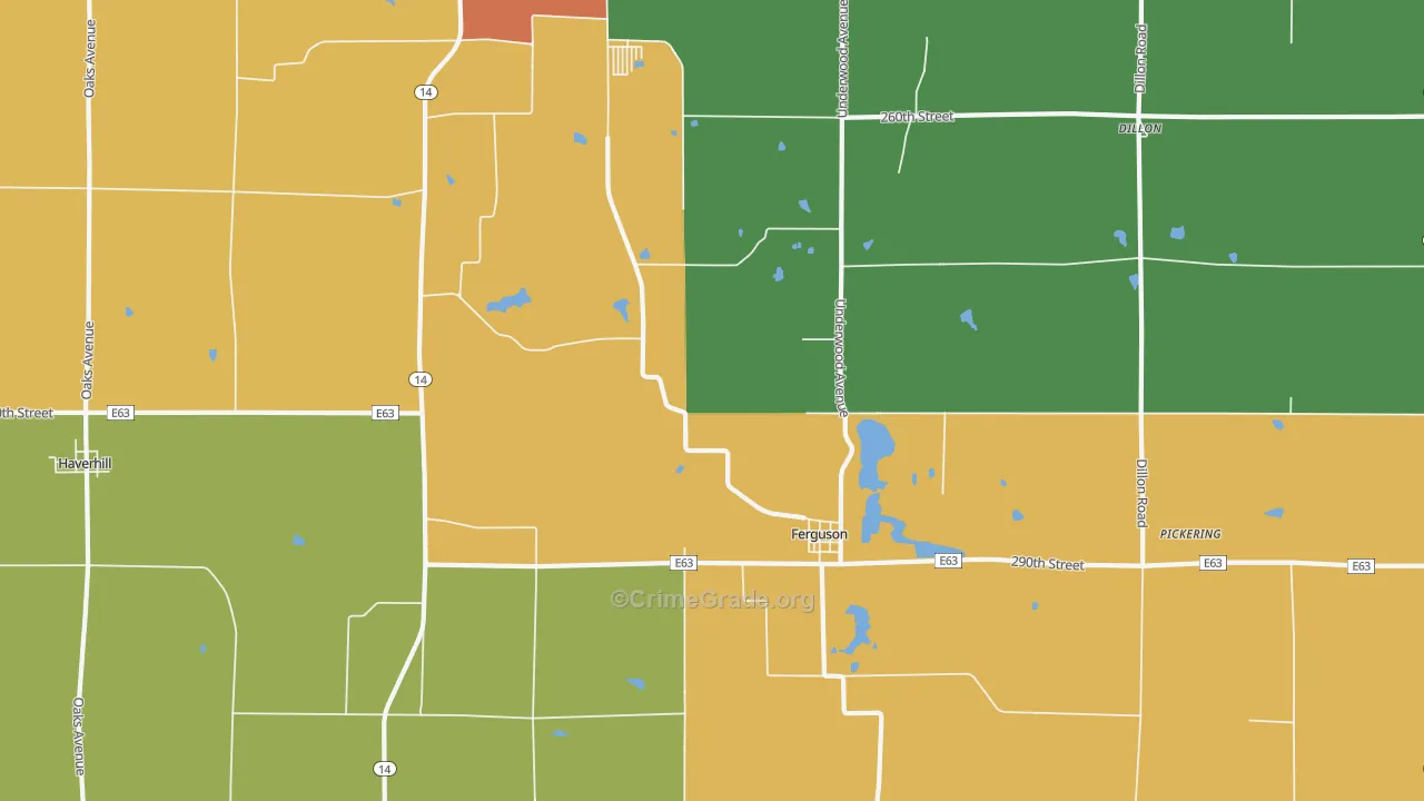 Ferguson, IA Map of Assault Rates