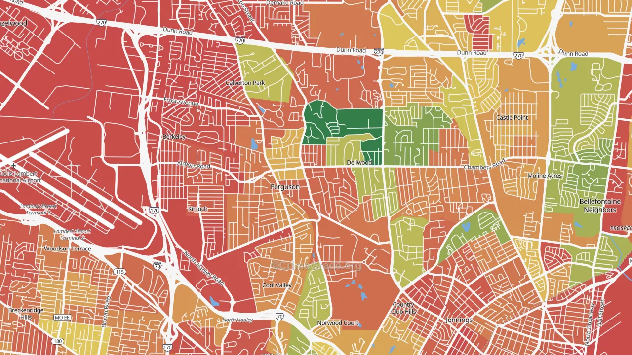 Ferguson, MO Map of Assault Rates