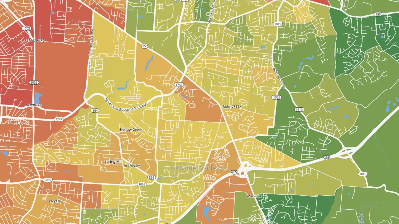 Fern Creek, Louisville, KY Map of Assault Rates
