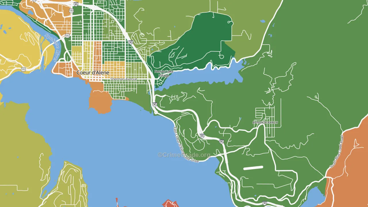 Fernan Lake Village, ID Map of Assault Rates