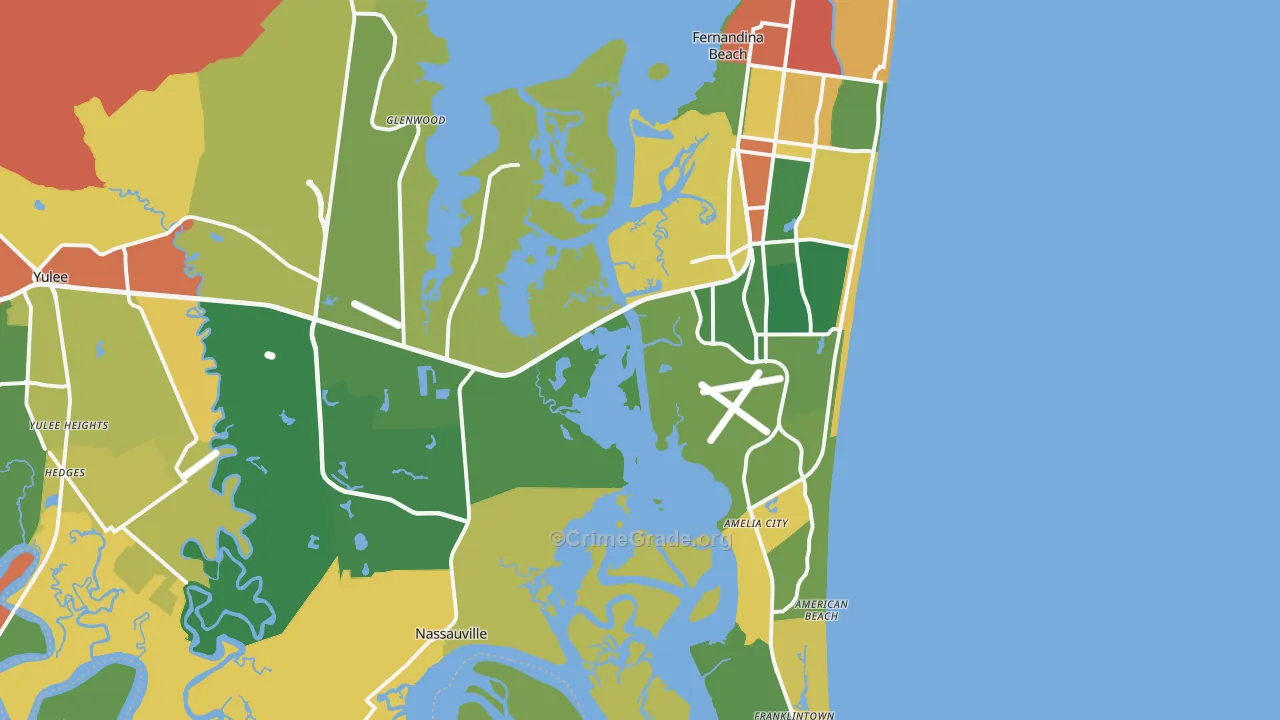 Fernandina Beach, FL Map of Assault Rates