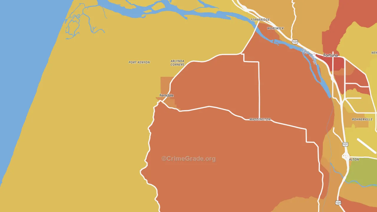 Ferndale, CA Map of Assault Rates