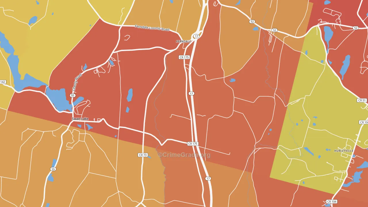 Ferndale, NY Map of Assault Rates