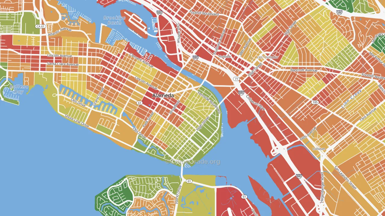 Fernside, Alameda, CA Map of Assault Rates