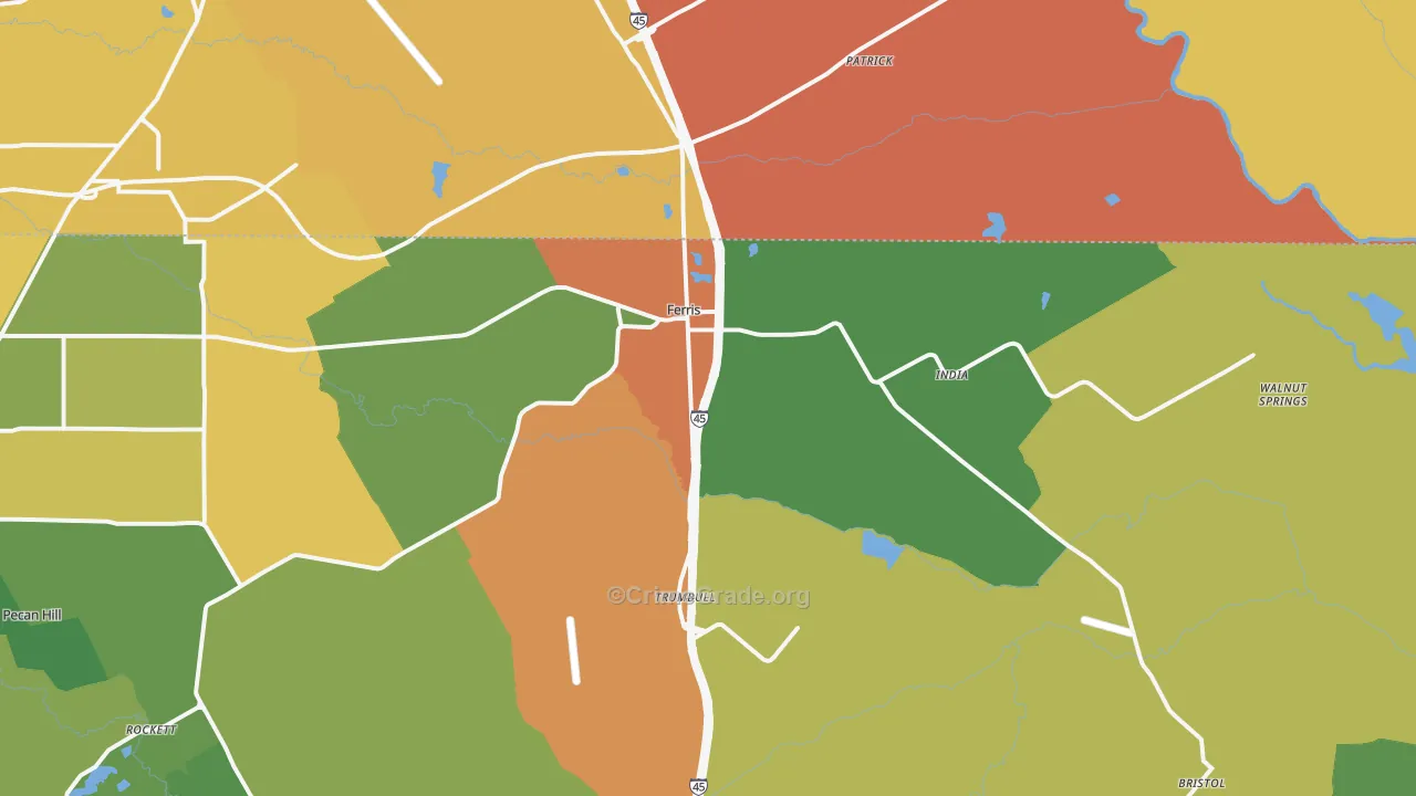 Ferris, TX Map of Assault Rates