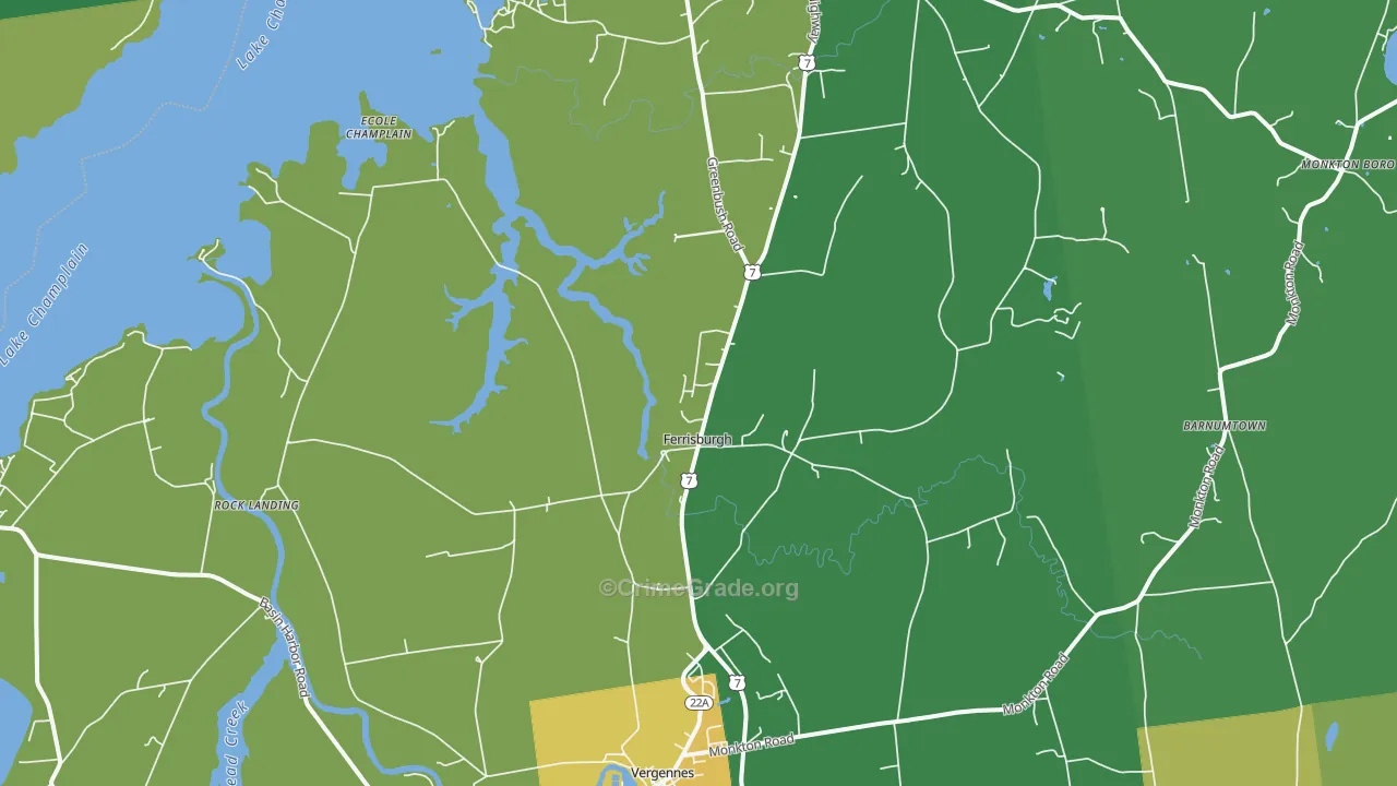 Ferrisburg, VT Map of Assault Rates