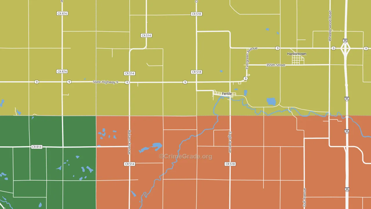 Fertile, IA Map of Assault Rates