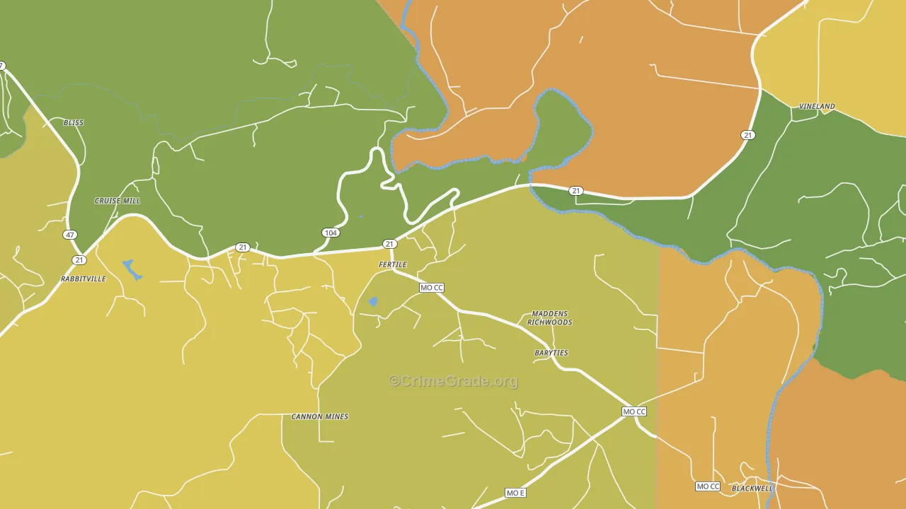 Fertile, MO Map of Assault Rates