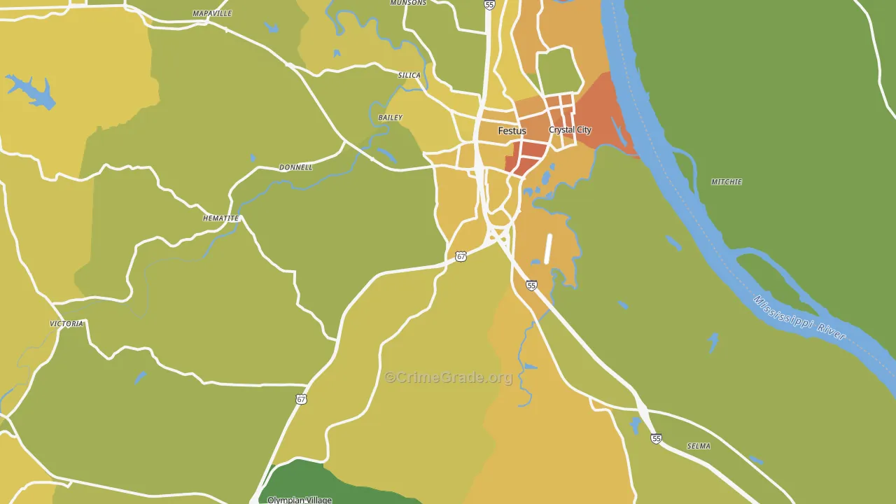 Festus, MO Map of Assault Rates