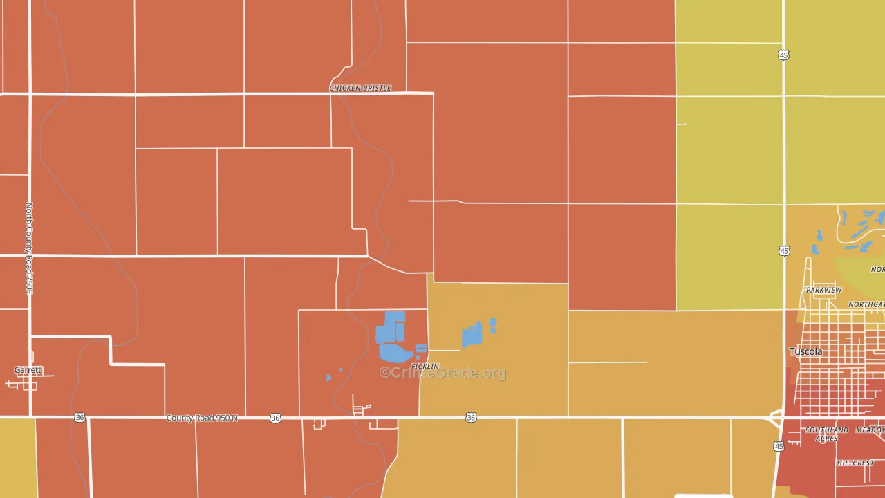 Ficklin, IL Map of Assault Rates