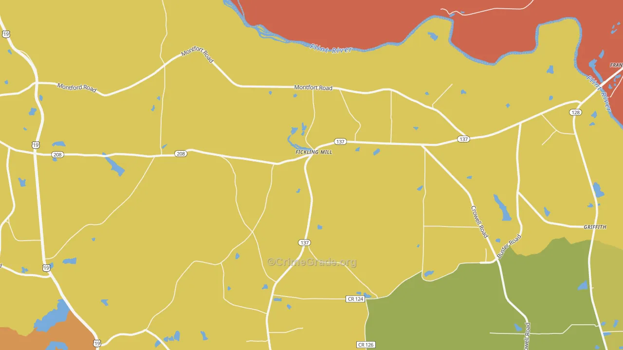 Fickling Mill, GA Map of Assault Rates