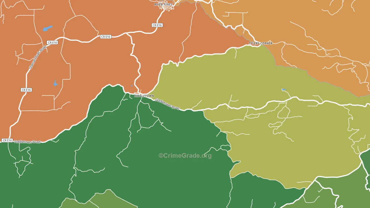 Fiddletown, CA Map of Assault Rates