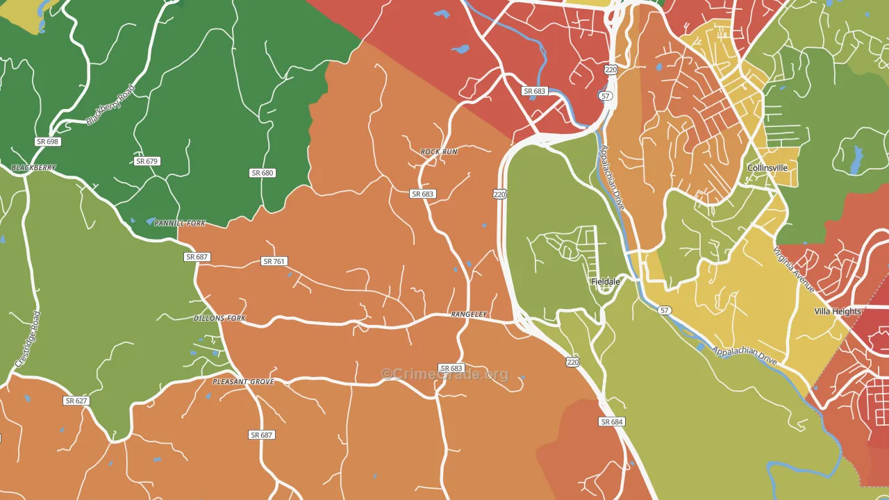 Fieldale, VA Map of Assault Rates
