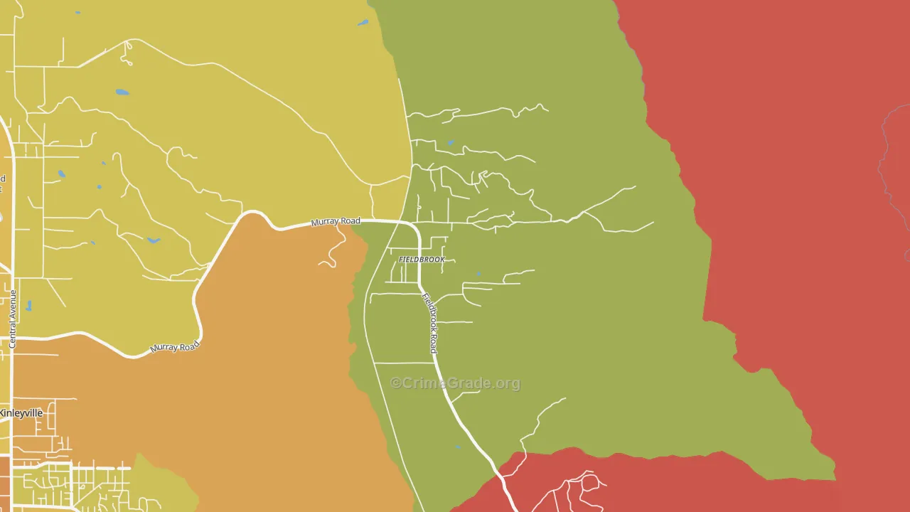 Fieldbrook, CA Map of Assault Rates