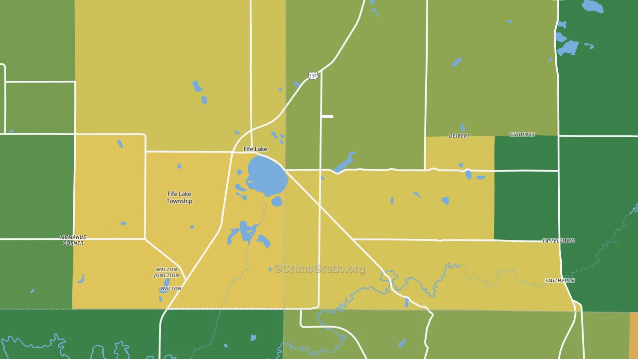 Fife Lake, MI Map of Assault Rates