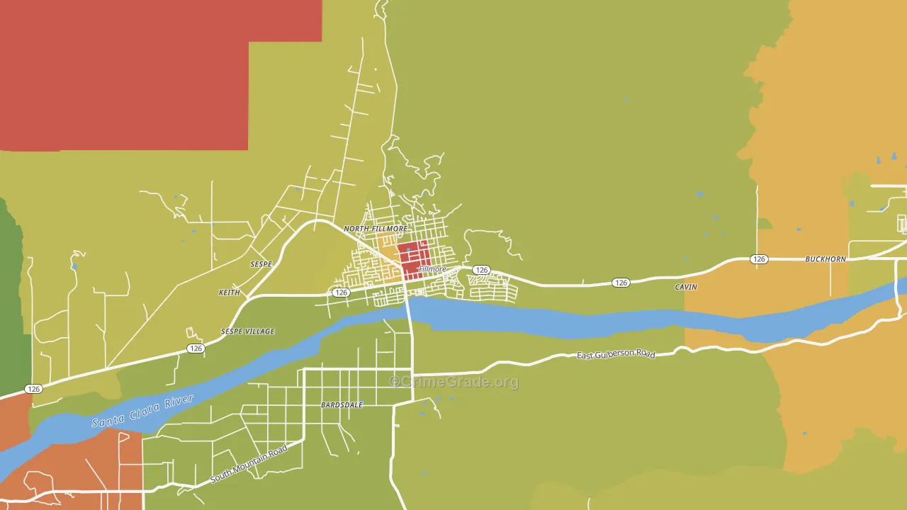 Fillmore, CA Map of Assault Rates