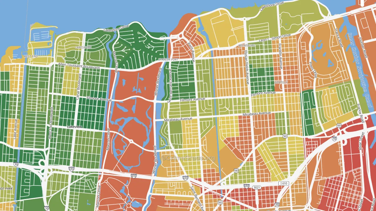 Fillmore, New Orleans, LA Map of Assault Rates