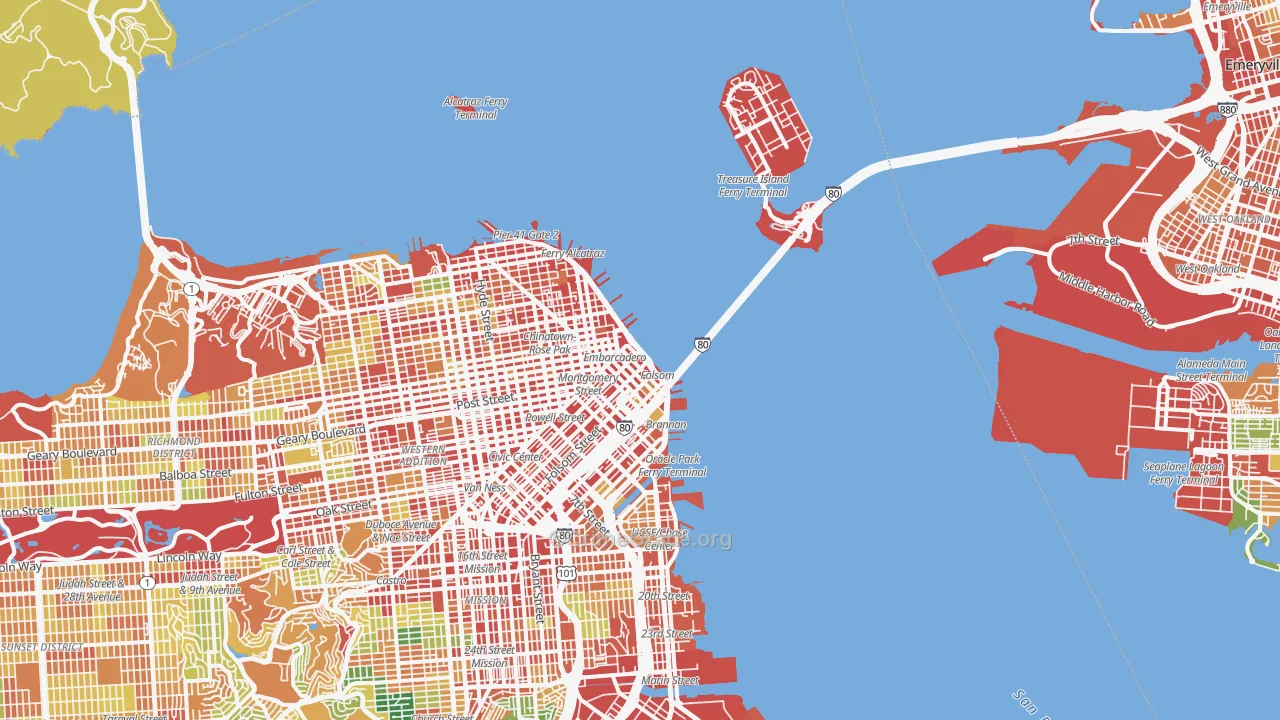 Financial District, San Francisco, CA Map of Assault Rates