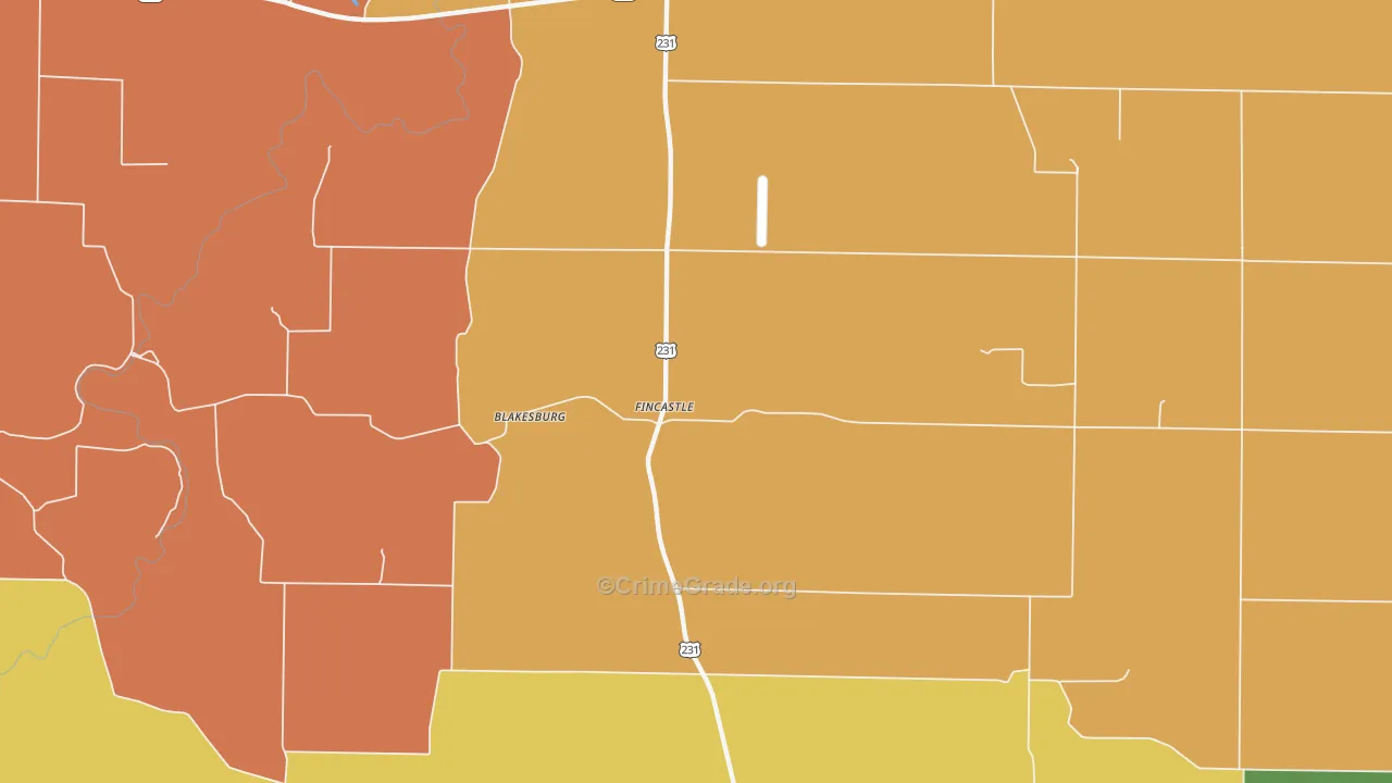 Fincastle, IN Map of Assault Rates