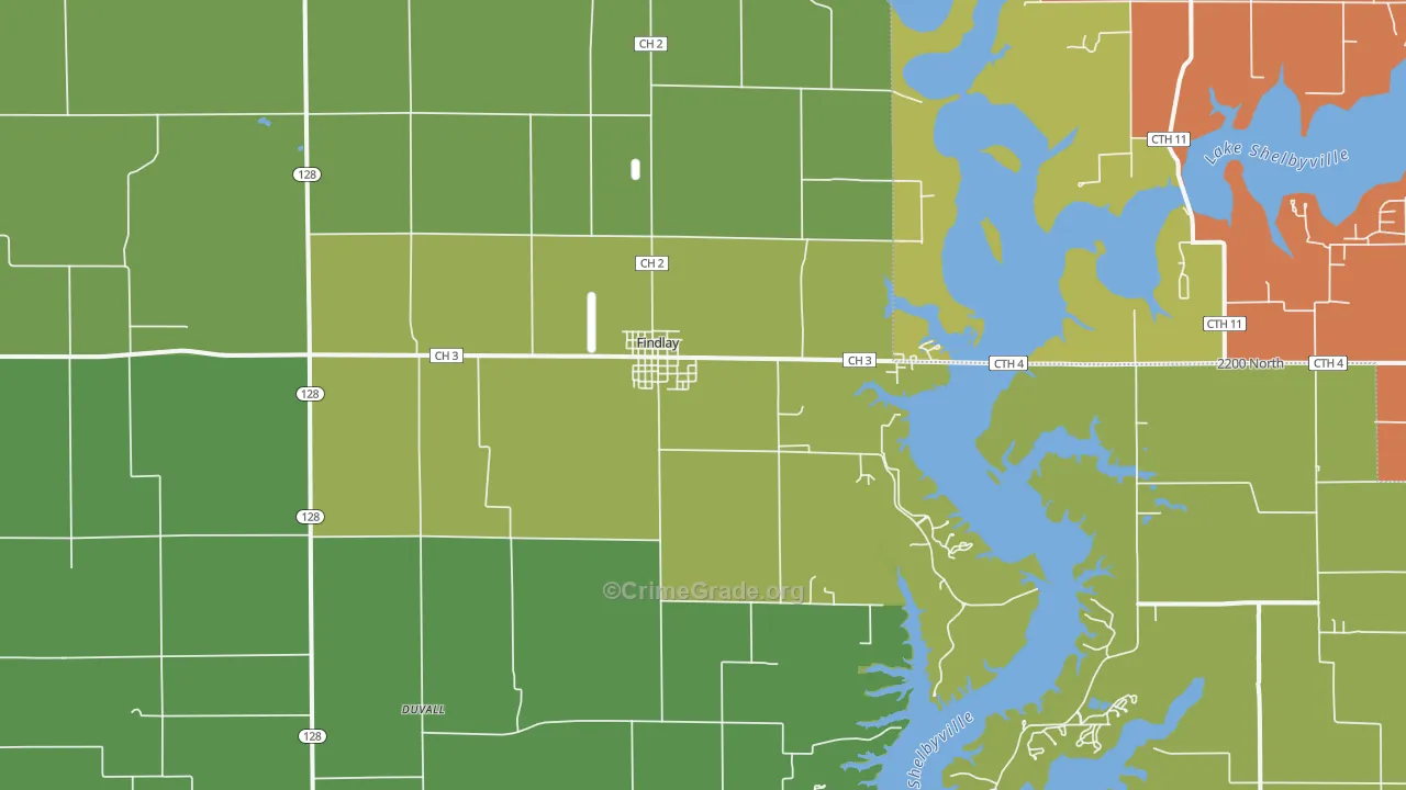 Findlay, IL Map of Assault Rates