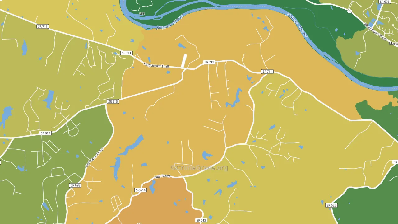 Fine Creek Mills, VA Map of Assault Rates