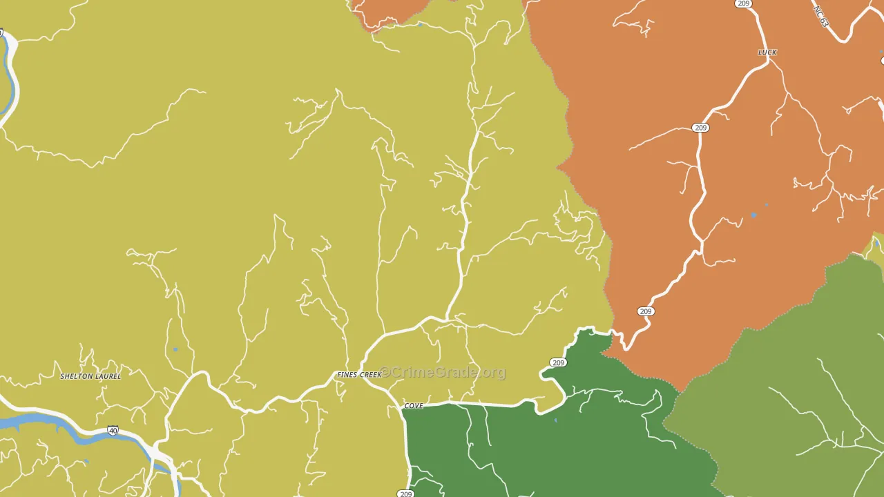 Fines Creek, NC Map of Assault Rates